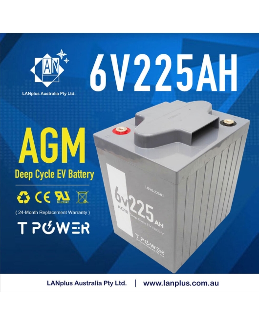 6V 225AH AGM DEEP CYCLE BATTERY for Golf Cart Forklift Solar Scissor Lift Marine