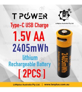 2pcs  1.5V AA 1280mAh Type-C usb 2405mWh lithium rechargeable lithium battery