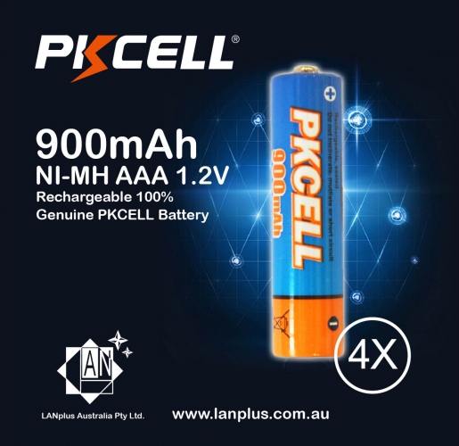4X NI-MH Rechargeable 100% Genuine PKCELL Battery AAA 900mAh 1.2V New CELL