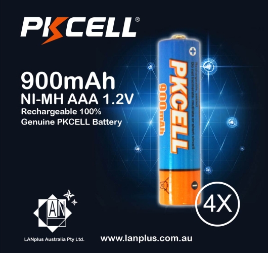 4X NI-MH Rechargeable 100% Genuine PKCELL Battery AAA 900mAh 1.2V New CELL