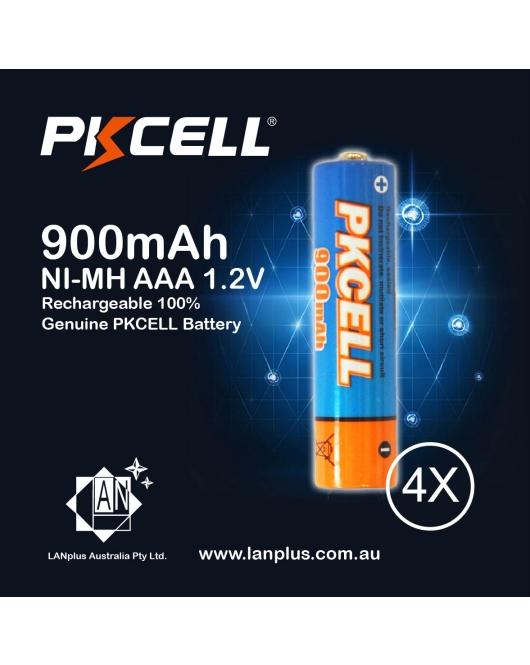 4X NI-MH Rechargeable 100% Genuine PKCELL Battery AAA 900mAh 1.2V New CELL