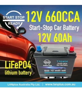 Stop-Start Lithium Car Battery D23 12v 60Ah 660CCA f Ford Jeep suzuki Honda suba