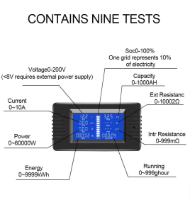 DC Multifunction Battery Monitor Meter LCD Display Digital Voltage 10A Current