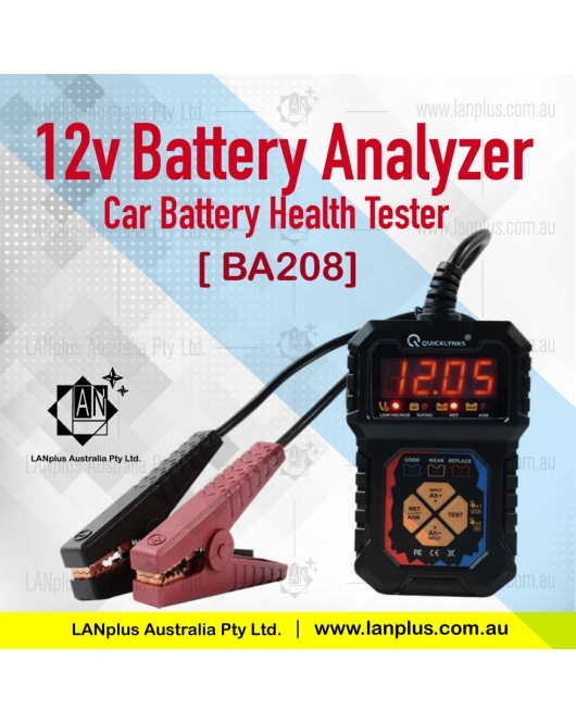 12V Battery CCA/Ah Test Car Battery Health Tester Digital Display Cranking Tester BA208 for Car Flooded GEL AGM EFB battery