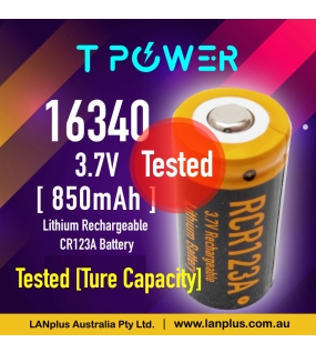 Tpower RCR123a Rechargeable CR123A INR16340 3.7V 850mAh Lithium Battery Nipple Top for Arlo Camera