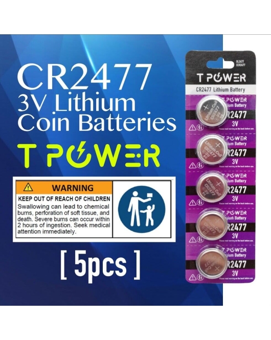 5x Tpower CR2477 3V Cell coin lithium button battery DL2477 ECR2477 wholesale