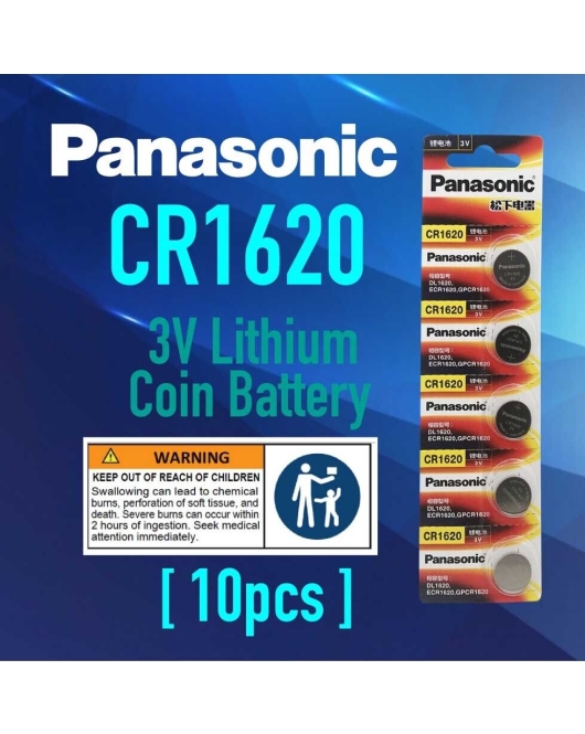 10x Panasonic CR1620 3V Cell coin lithium button battery DL1620 ECR1620 GPCR1620