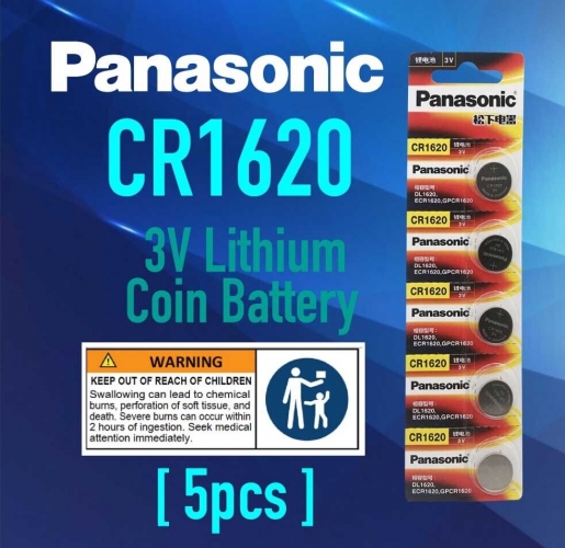 5x Panasonic CR1620 3V Cell coin lithium button battery DL1620 ECR1620 GPCR1620