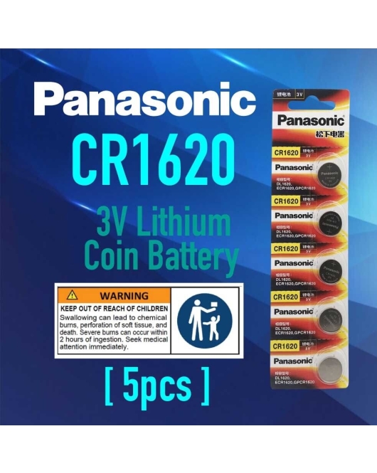 5x Panasonic CR1620 3V Cell coin lithium button battery DL1620 ECR1620 GPCR1620