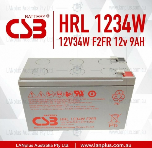 CSB 12V HRL1234W F2FR 9Ah AGM VRLA Battery 4 NBN UPS Security Long Life