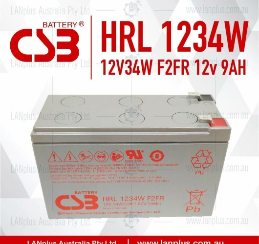 CSB 12V HRL1234W F2FR 9Ah AGM VRLA Battery 4 NBN UPS Security Long Life