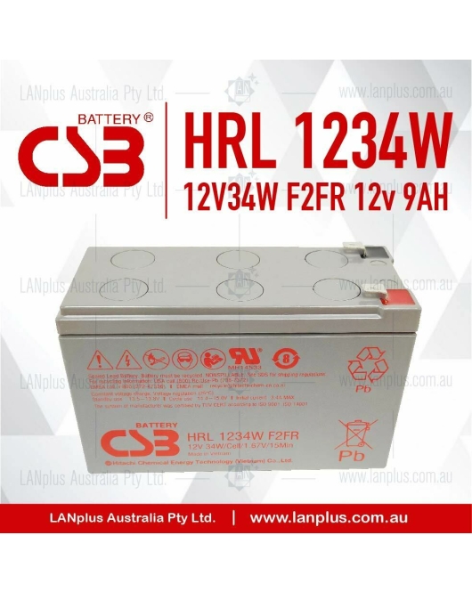 CSB 12V HRL1234W F2FR 9Ah AGM VRLA Battery 4 NBN UPS Security Long Life