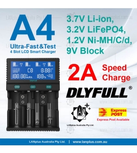 Dlyfull A4 Digital Smart 4 slot Battery Tester Charger 2.0A F 18650 Li-ion 26650 C D CR123a