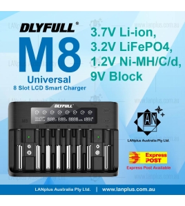 Dlyfull M8 8 slot Automatic Smart Battery Charger AA AAA Ni-MH C D 18650 24500 26650 16340 14500