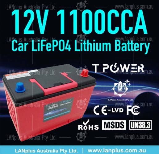 1100CCA 12v 90ah Car starting Lifepo4 lithium battery Honda Toyota Dual Purpose