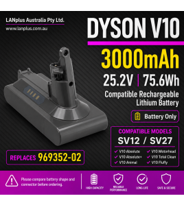 Compatible 25.2V 3000mAh Battery for Dyson V10 SV12 SV27 969352-02