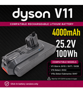 25.2V 4000mAh Battery For Dyson V11 V15 SV22 SV47 Click-In Vacuum