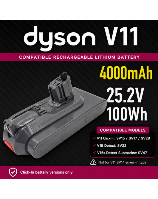 25.2V 4000mAh Battery For Dyson V11 V15 SV22 SV47 Click-In Vacuum