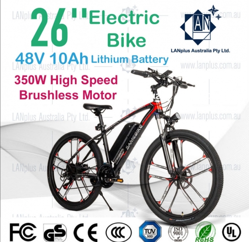 Samebike SM26 26" Mountain eBike 350W Brushless 48V 10Ah Shimano 21 speed LCD Meter 