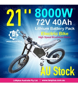 Electric Bicycle Ebike 72V 8000W MountainBike w/ Panasonic 40AH lithium Battery AU