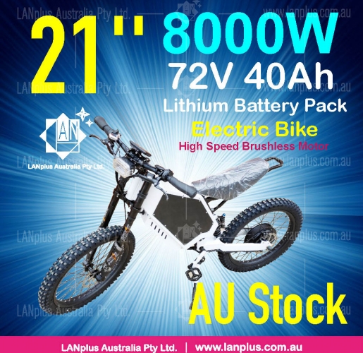 Electric Bicycle Ebike 72V 8000W MountainBike w/ Panasonic 40AH lithium Battery AU