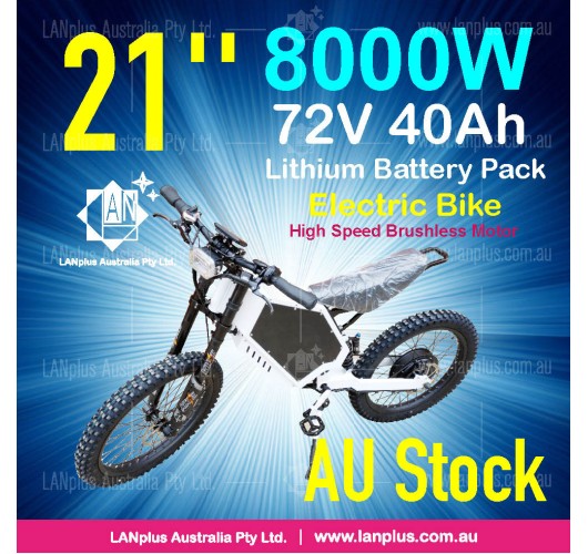 Electric Bicycle Ebike 72V 8000W MountainBike w/ Panasonic 40AH lithium Battery AU