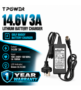 14.6V 3A LiFePO4 Battery Charger RCA Plug for Golf Buggy