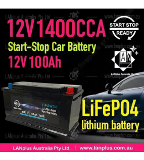 12V 100Ah 1400CCA LiFePO4 Start-Stop Car Battery H8 DIN88 LN5 Group 49 Size