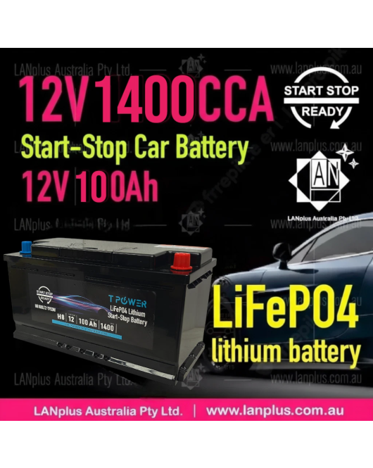 12V 100Ah 1400CCA LiFePO4 Start-Stop Car Battery H8 DIN88 LN5 Group 49 Size