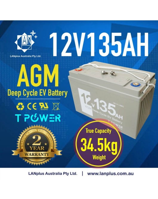 12V 135AH AGM DEEP CYCLE BATTERY Caravan Boat Solar Fridge 4WD 2Years WTY