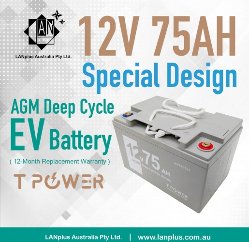 12V 75AH AGM Deep Cycle Battery for UPS Scooter GOLF CART Wheelchair 