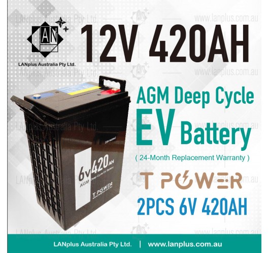 12V 420AH SLA AGM DEEP CYCLE BATTERY UPS Marine Golf Cart Solar Camper 2x 6v 420ah 