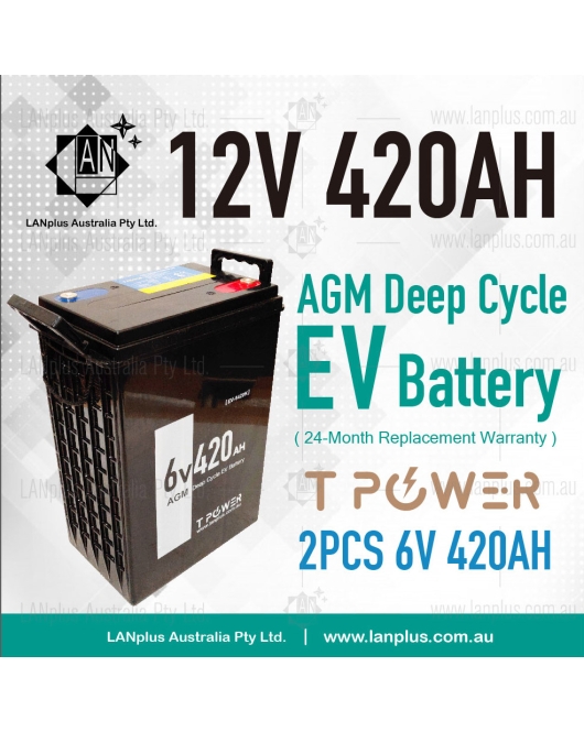 12V 420AH SLA AGM DEEP CYCLE BATTERY UPS Marine Golf Cart Solar Camper 2x 6v 420ah 