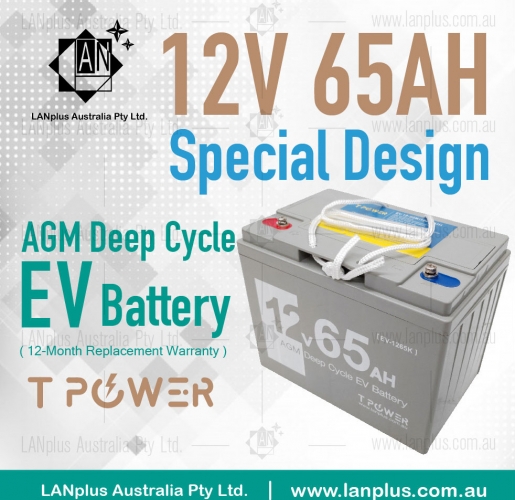 12V 65AH AGM DEEP CYCLE Battery Mobility Scooter Golf Cart Wheelchair 6FM65
