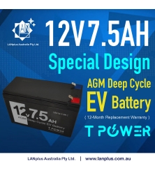 12V 7.5AH AGM Deep Cycle EV Battery 4 Electric Bike Scooter - Wholesale (8+ Units)