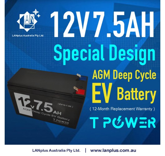 12V 7.5AH AGM Deep Cycle EV Battery 4 Electric Bike Scooter