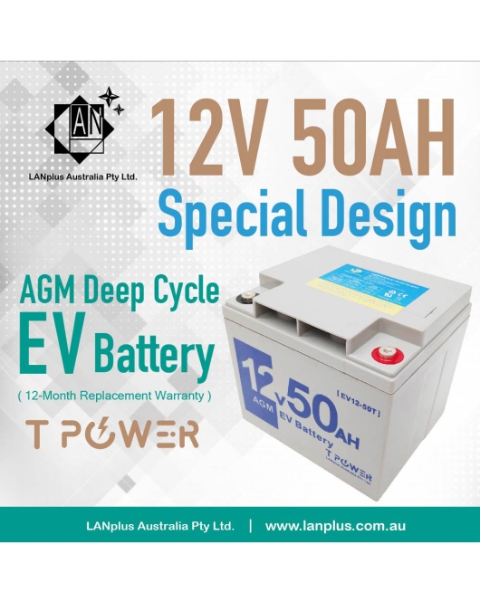 12V 50AH AGM SLA Deep Cycle EV Battery for Scooter Golf Buggy Boat Trolling Motor Solar System 6FM50