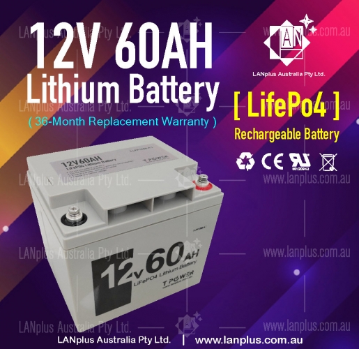 12V 60AH LiFePO4 Rechargeable Lithium Battery Camp Power Station Bank