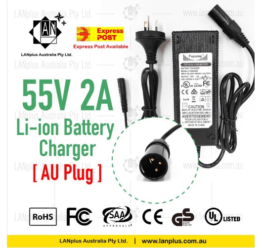 55V 2A Li-ion Lithium Battery charger for 48V ebike Electric Scooter Mobility