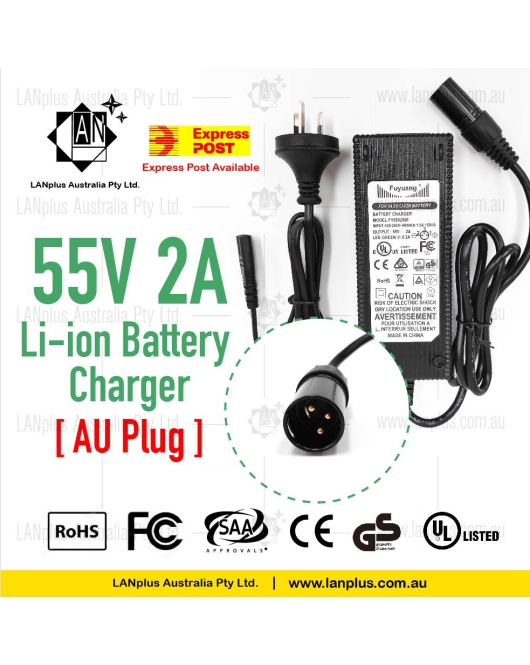 55V 2A Li-ion Lithium Battery charger for 48V ebike Electric Scooter Mobility
