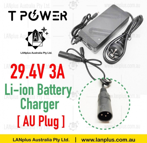 24V 3A Li-ion Lithium Battery charger for 24V ebike Electric Scooter Mobility 3-Pin Port