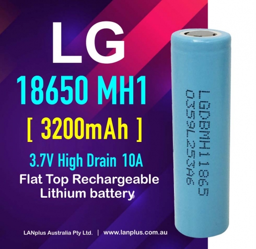1x LG 18650 MH1 3200mAh High Current 10A Rechargeable Lithium Battery Flat Top