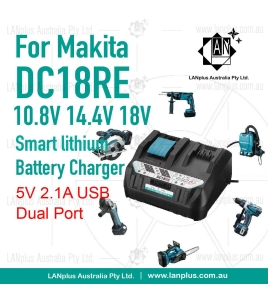 Rapid Battery Charger w Dual USB Port Replace For MAKITA DC18RE 10.8V 14.4V 18V