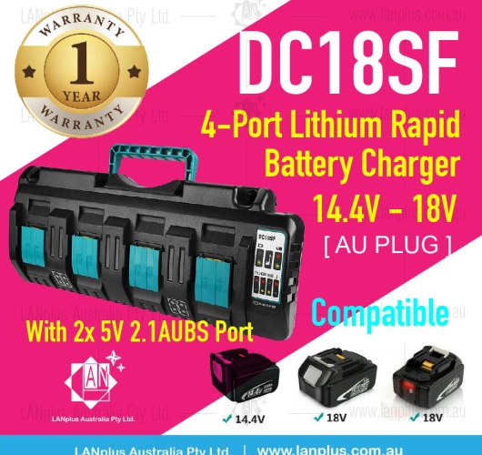 DC18SF 4-Port 14.4V 18V 4X 3A Li-Ion Battery Charger F Makita BL1820 BL18 X4V6