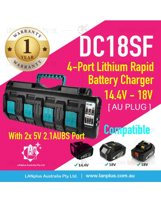 DC18SF 4-Port 14.4V 18V 4X 3A Li-Ion Battery Charger F Makita BL1820 BL18 X4V6