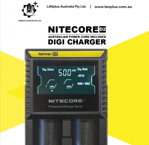 Nitecore D2 Digicharger LCD Smart Battery Charger Li-ion RCR123 18650 26650