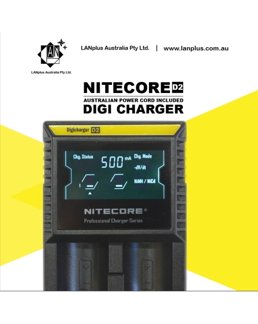 Nitecore D2 Digicharger LCD Smart Battery Charger Li-ion RCR123 18650 26650
