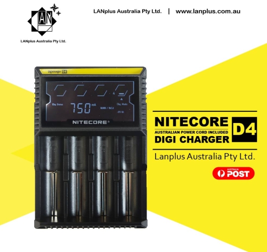 Nitecore D4 Digicharger LCD 4 channel Smart Battery Charger lifepo4 Ni-MH Ni-CD