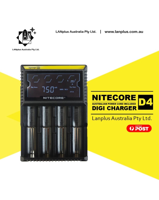 Nitecore D4 Digicharger LCD 4 channel Smart Battery Charger lifepo4 Ni-MH Ni-CD