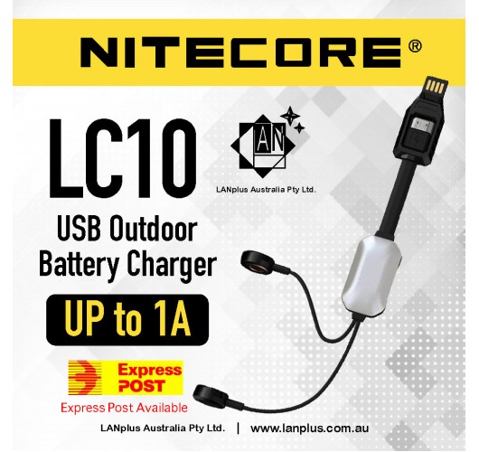 Brand New Nitecore LC10 Portable Magnetic USB Charger 4 18650 26650 14500 16650 RCR123